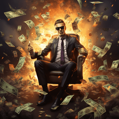 a man seating in money